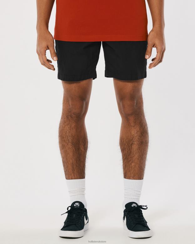 Bottoms Hollister Men Twill Jogger Shorts 7\\ 488201134 Black